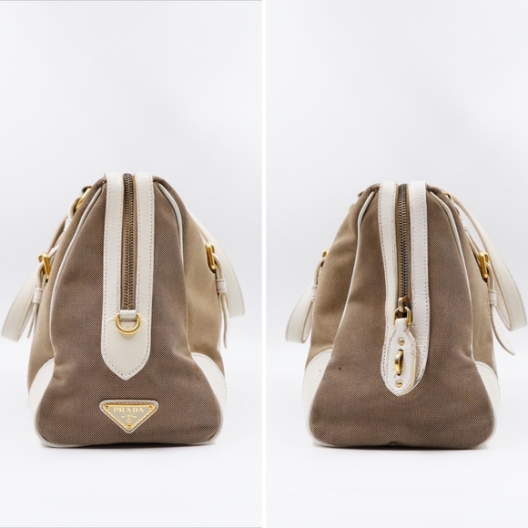 AZ05❤️ PRADA Jacquard Logo Tote Corda Talco - Picture 7 of 15